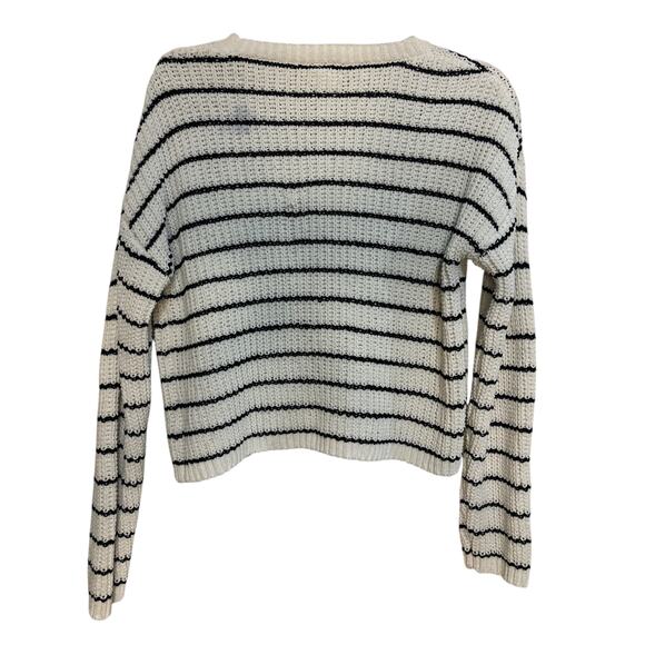 Self Esteem Juniors Net Knit Sweater – White & Black Stripes, Size M - Picture 3 of 3